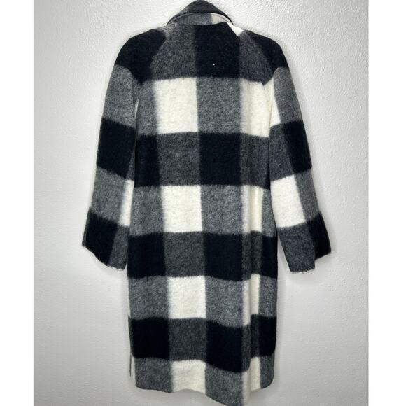 NWT Ganni McKinney Wool in Egret Black & Cream Check Belted Jacket 40 / 10 - Picture 6 of 16